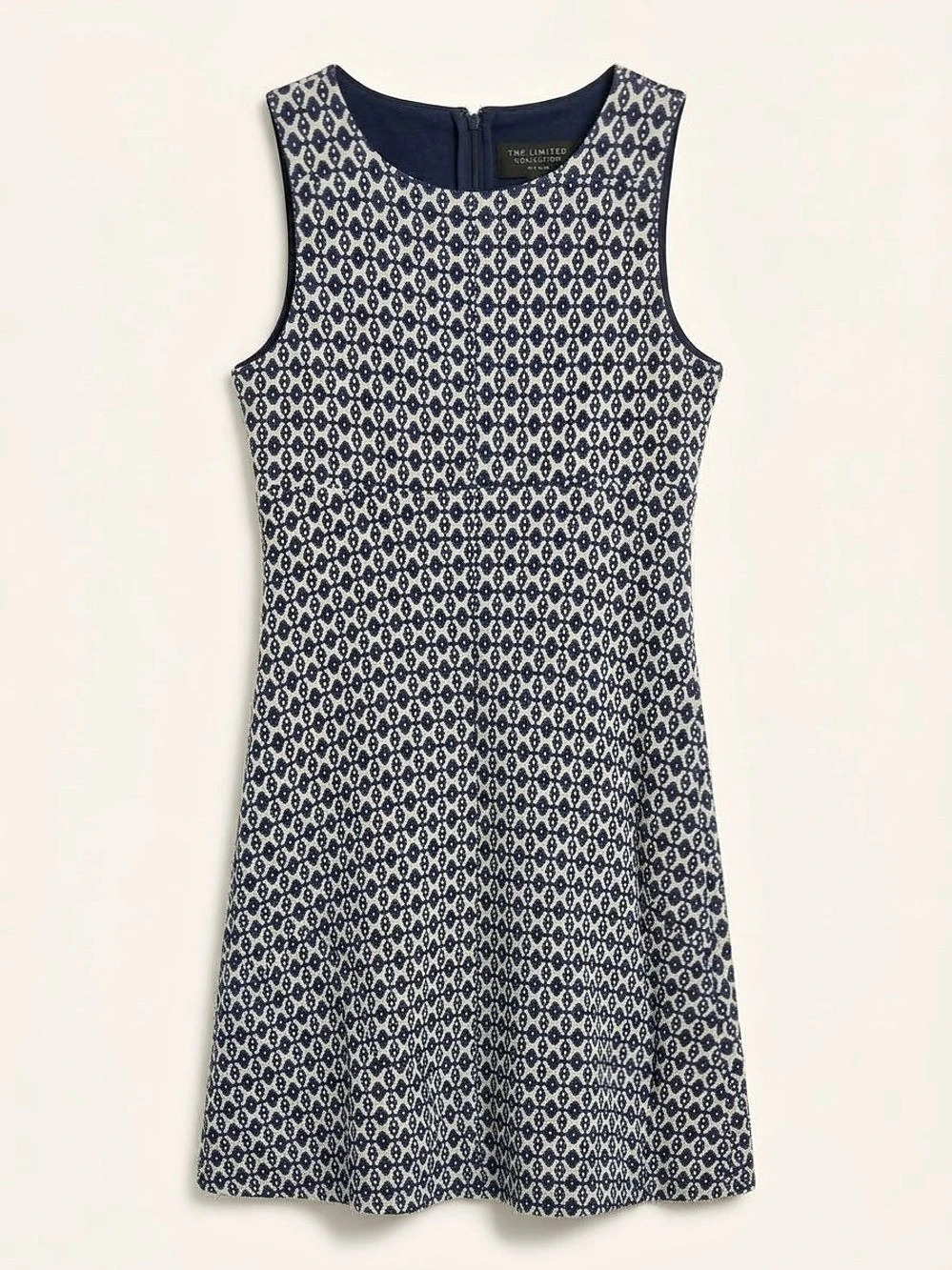 LOFT Geometric Print Mini Dress in Blue & White Size Small Like New